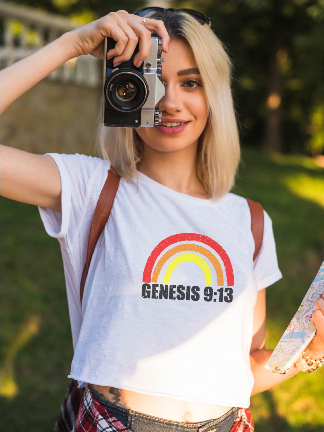 Women's White Crop T-shirt Genesis 9:13