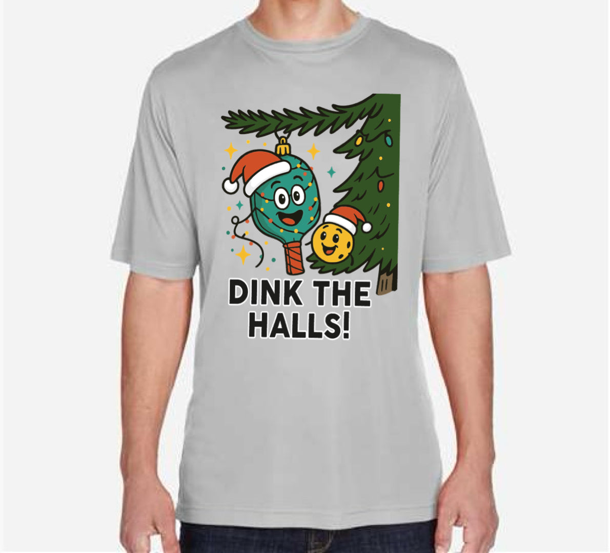 Dink the halls DriFit pickleball shirt