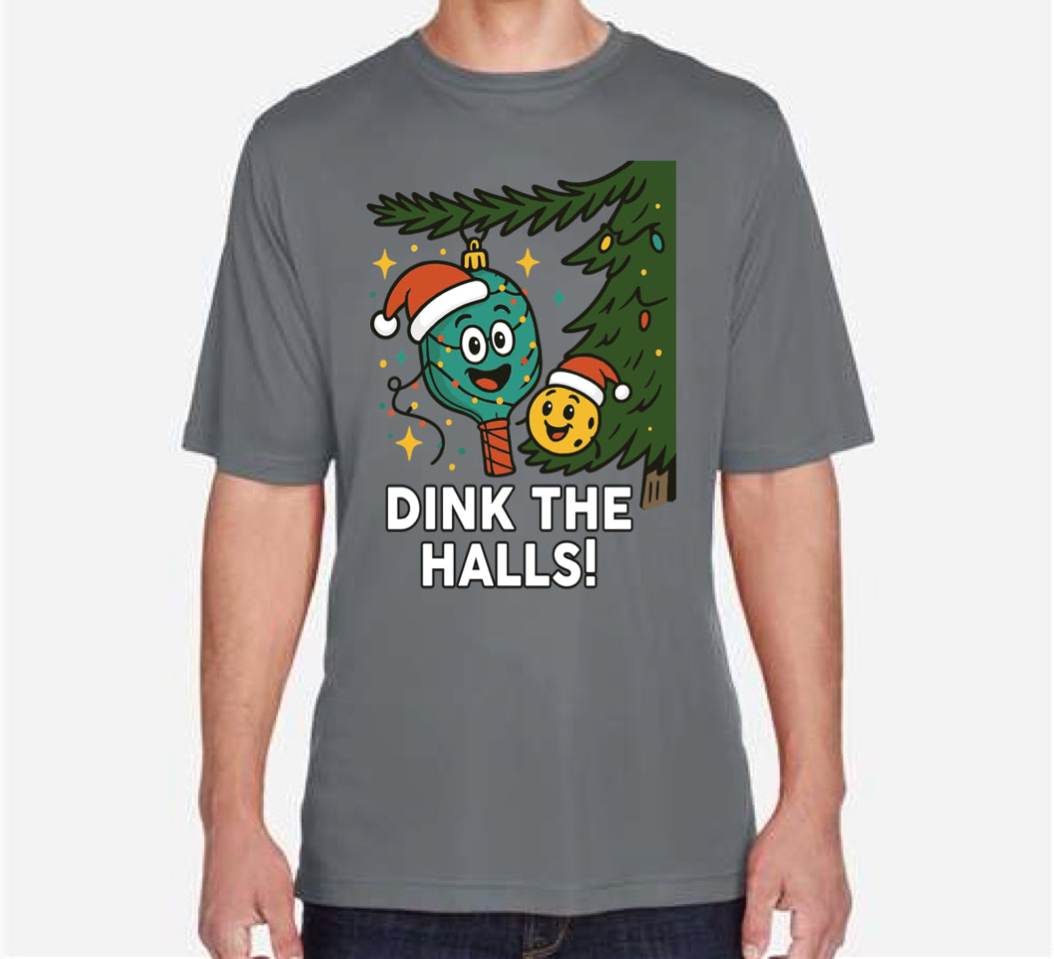 Dink the halls DriFit pickleball shirt