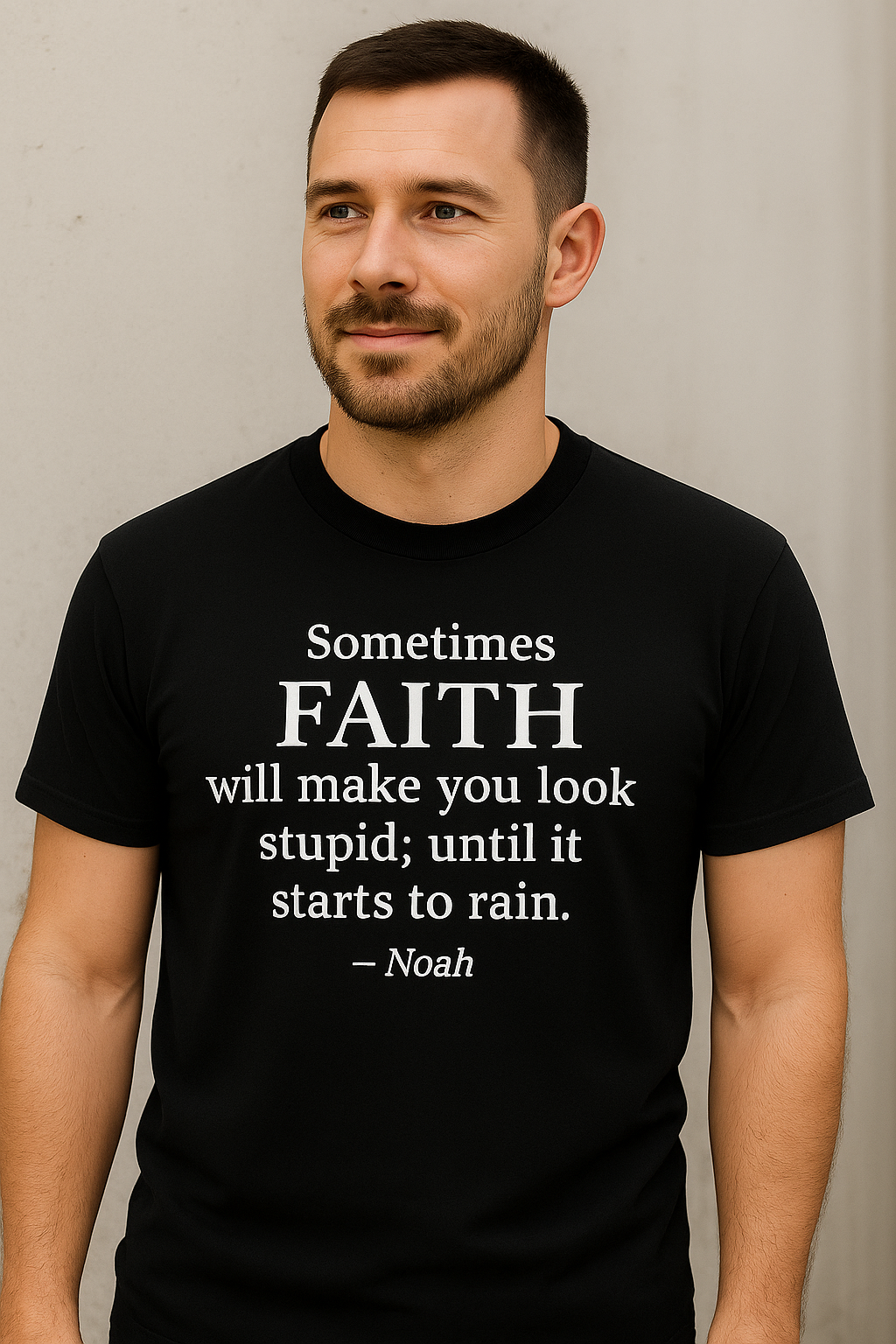Faith like Noah s/s cotton black t-shirt