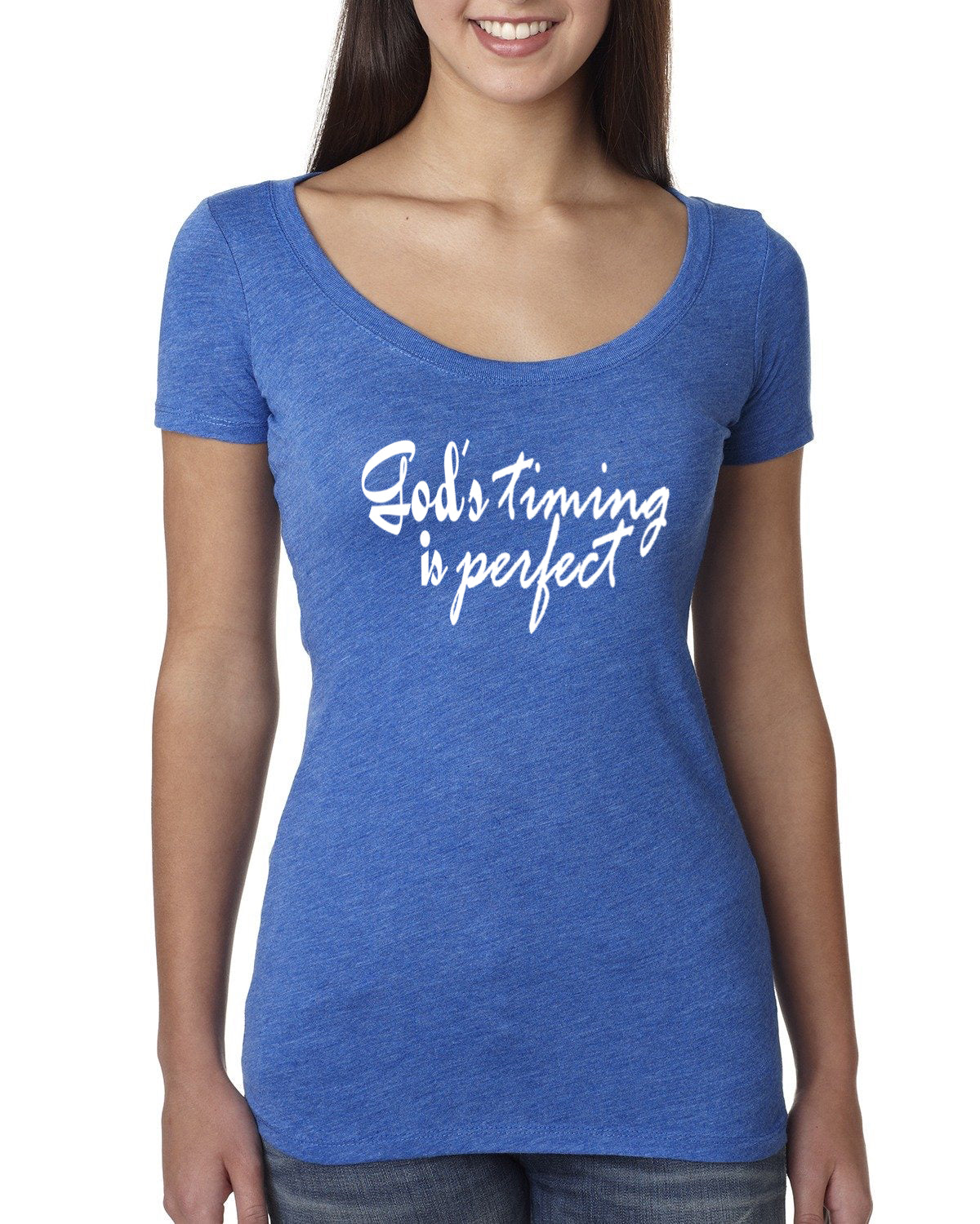 God's Timing is perfect Ladies' Triblend Scoop